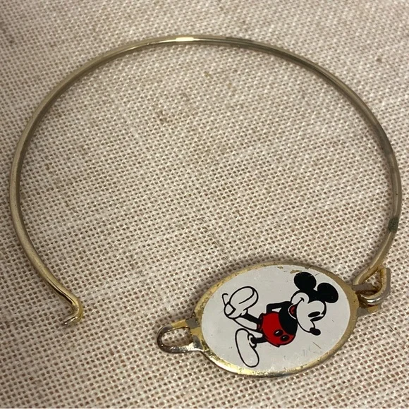 Vintage Disney Mickey Mouse Jewelry Set Gold 1970s ring bracelet necklace 70s - Picture 10 of 16
